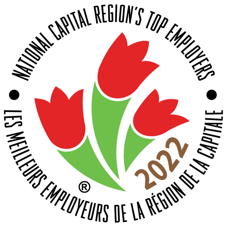 Logo des meilleurs employeurs de la région de la capitale 2022 composé de tulipes rouges.